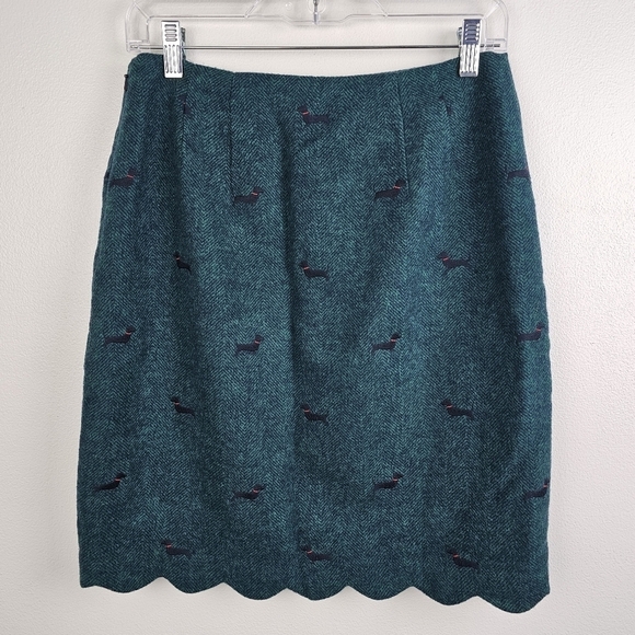 Talbots Dachshund Green Wool Blend Pencil Skirt - Picture 3 of 9